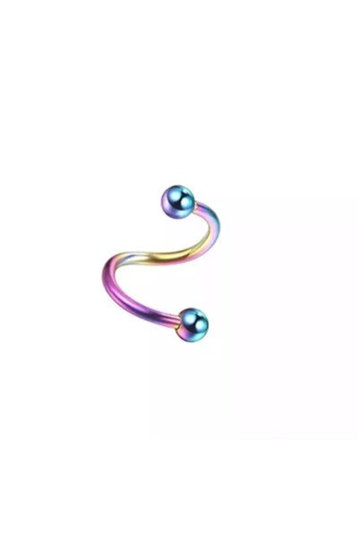 Hologram Renkli Renk Cerrahi Çelik Spiral Piercing Kulak Dudak Burun Kaş Kıvrımlı Piercing