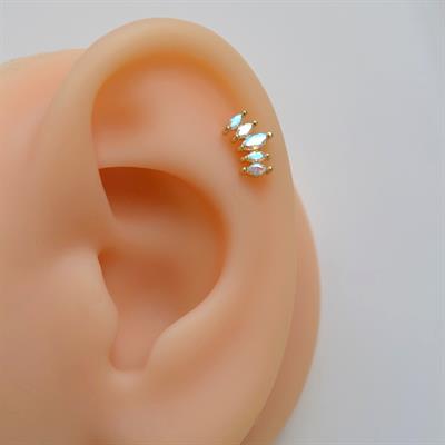 Hologram Taşlı Prenses Tacı Kıkırdak Piercing Helix Lob