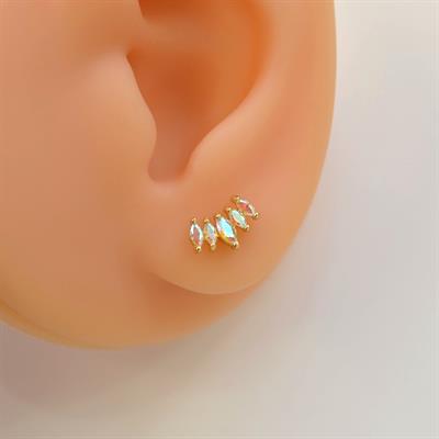 Hologram Taşlı Prenses Tacı Kıkırdak Piercing Helix Lob