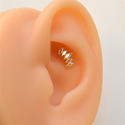 Hologram Taşlı Prenses Tacı Kıkırdak Piercing Helix Lob