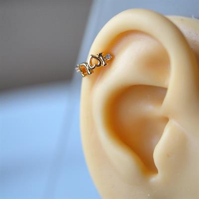 I Love u Yazılı  Halka Helix Piercing Kıkırdak Küpesi Love Küpe
