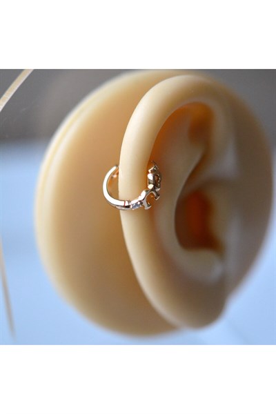 I Love u Yazılı Halka Helix Piercing Kıkırdak Küpesi Love Küpe