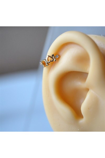 I Love u Yazılı Halka Helix Piercing Kıkırdak Küpesi Love Küpe