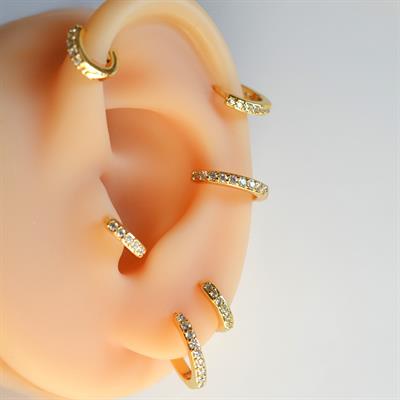 İki Parça Gold Taşlı Halka Piercing Tragus Helix Forward Helix Kıkırdak (6 mm ve 8 mm)