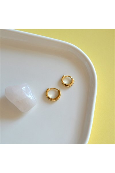 İki Parça Gold Taşlı Halka Piercing Tragus Helix Forward Helix Kıkırdak (6 mm ve 8 mm)