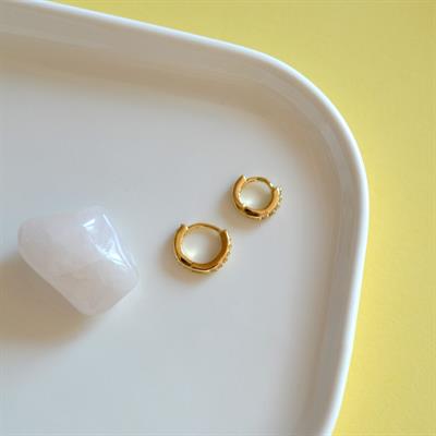 İki Parça Gold Taşlı Halka Piercing Tragus Helix Forward Helix Kıkırdak (6 mm ve 8 mm)