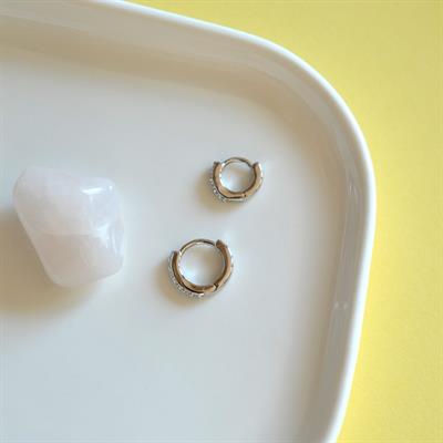 İki Parça Silver Renk Taşlı Halka Piercing Tragus Helix Forward Helix Kıkırdak (6 mm ve 8 mm)