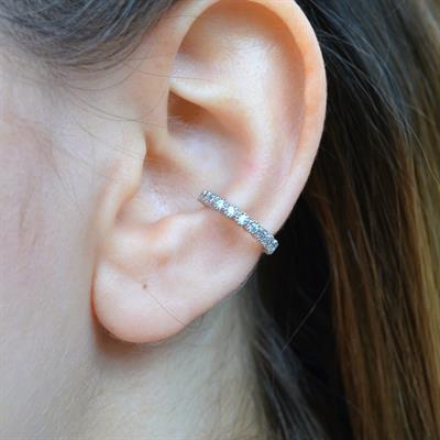 İnce Earcuff Taşlı Sıkıştırmalı Kıkırdak Küpesi Deliksiz Kıkırdak Küpesi İnce Taşlı Earcuff
