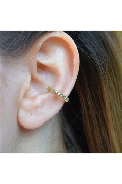 İnce Earcuff Taşlı Sıkıştırmalı Kıkırdak Küpesi Deliksiz Kıkırdak Küpesi İnce Taşlı Earcuff