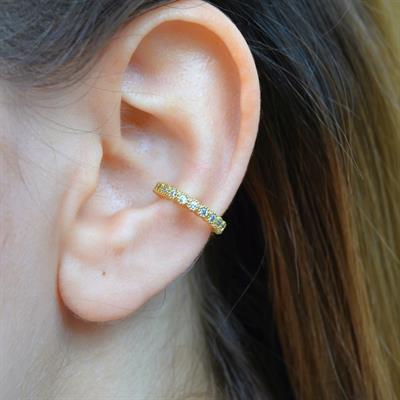 İnce Earcuff Taşlı Sıkıştırmalı Kıkırdak Küpesi Deliksiz Kıkırdak Küpesi İnce Taşlı Earcuff