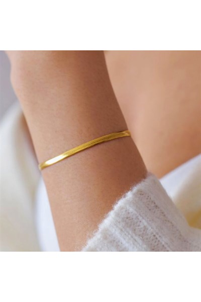 İtalyan Ezme Çelik Zincir Bileklik Gold Renk Çelik Bileklik Unisex Ürün
