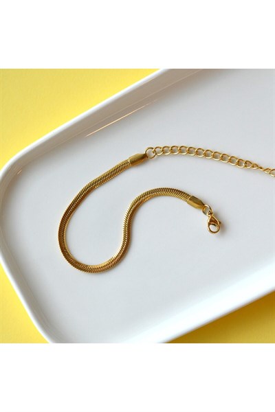 İtalyan Ezme Çelik Zincir Bileklik Gold Renk Çelik Bileklik Unisex Ürün