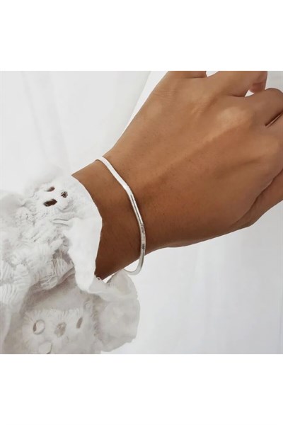 İtalyan Ezme Çelik Zincir Bileklik Silver Renk Çelik Bileklik Unisex Ürün
