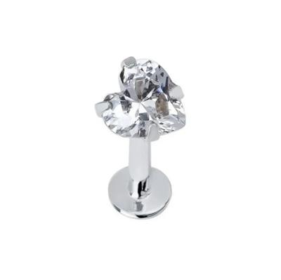 Kalp Tektaş Cerrahi Çelik Piercing Tragus Helix Kıkırdak Conch Lobe Dil Uyumlu Silver Renk