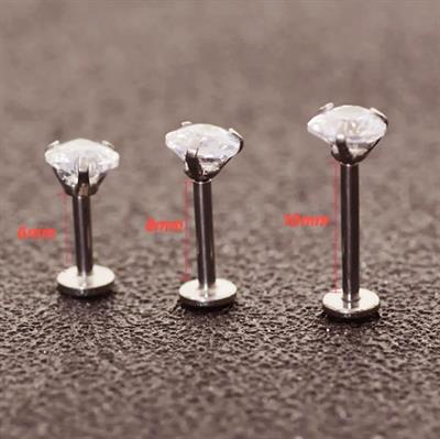 Kalp Tektaş Cerrahi Çelik Piercing Tragus Helix Kıkırdak Conch Lobe Dil Uyumlu Silver Renk