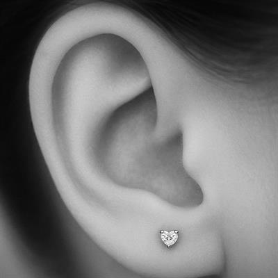 Kalp Tektaş Cerrahi Çelik Piercing Tragus Helix Kıkırdak Conch Lobe Dil Uyumlu Silver Renk