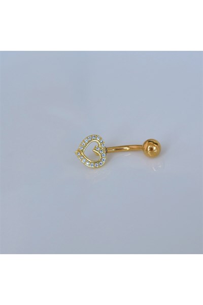 Kalpli Göbek Piercingi Çelik Gold Renkli Minimal