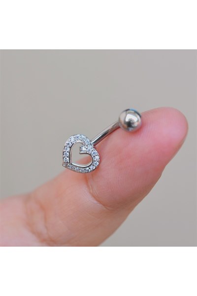 Kalpli Göbek Piercingi Çelik Silver Renkli Minimal