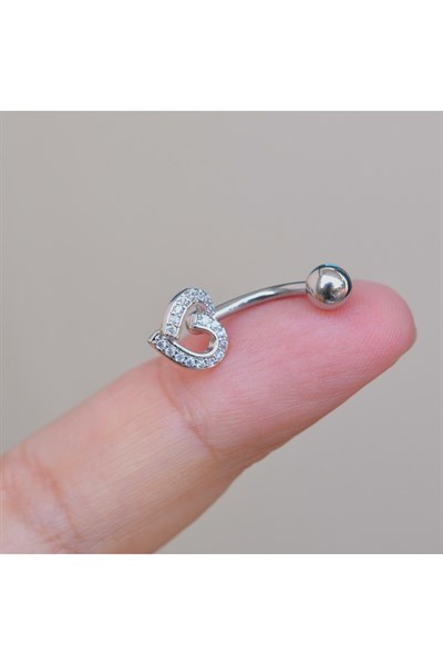 Kalpli Göbek Piercingi Çelik Silver Renkli Minimal