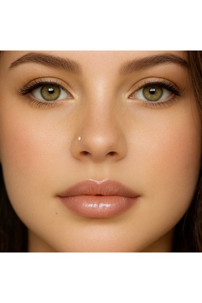 L Model Düşmeyen Çelik Hızma 1.5 mm taşlı Tektaş Burun Piercingi