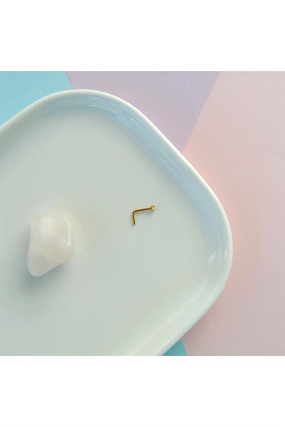 L Model Düşmeyen Çelik Hızma 1.5 mm taşlı Tektaş Burun Piercingi