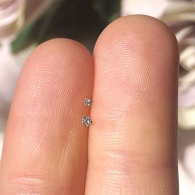 L Model Düşmeyen Çelik Hızma 1.5 mm taşlı Tektaş Burun Piercingi