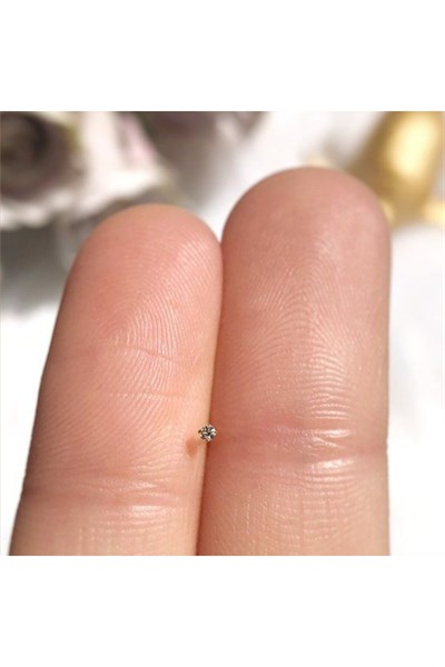 L Model Düşmeyen Çelik Hızma 1.5 mm taşlı Tektaş Burun Piercingi