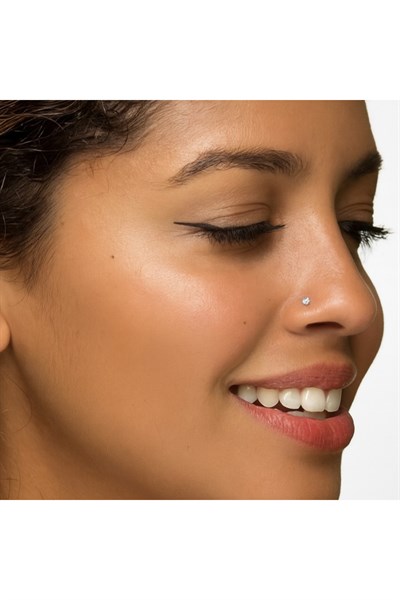 L Model Düşmeyen Çelik Hızma 2 mm taşlı Tektaş Burun Piercingi