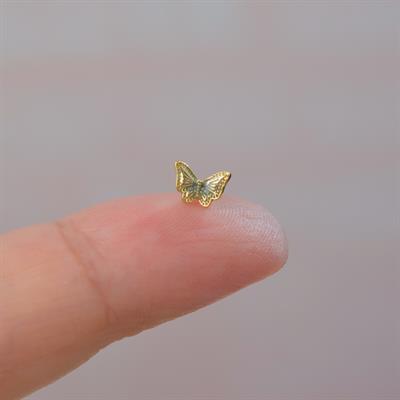 Lacivert Kelebekli Çelik Piercing Helix Kıkırdak Conch Lob Gold