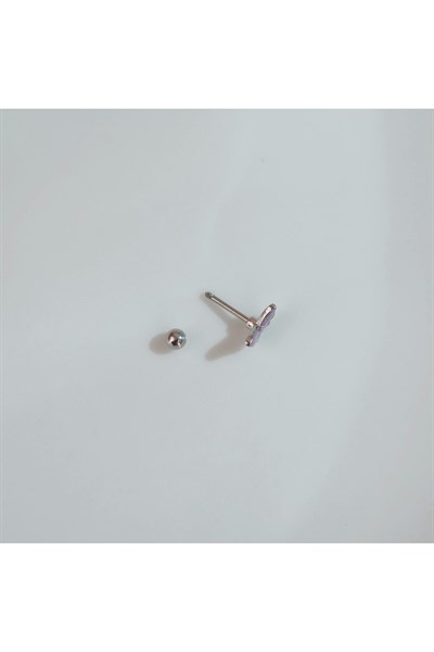 Lacivert Kelebekli Piercing Helix Kıkırdak Conch Lob Silver