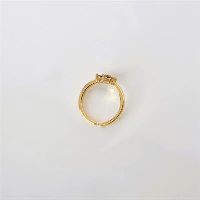 Lila Renkli Çiçek Model Yüzük Ayarlanabilir Zirkon Gold