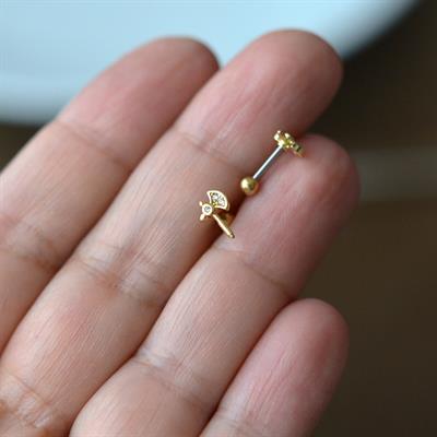 Mini Balta Helix Piercing Kıkırdak Cerrahi Çelik Gold Renk