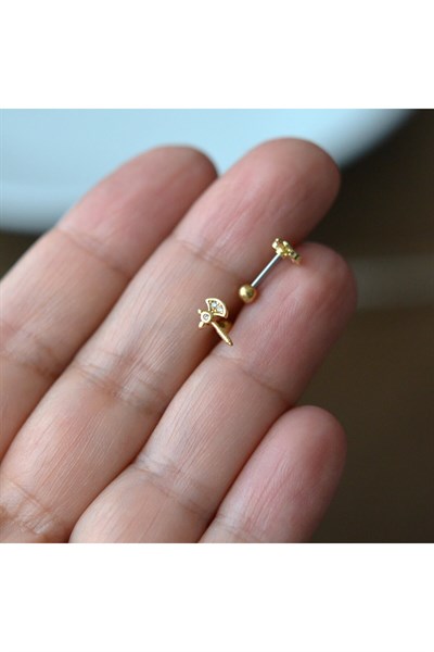 Mini Balta Helix Piercing Kıkırdak Cerrahi Çelik Gold Renk