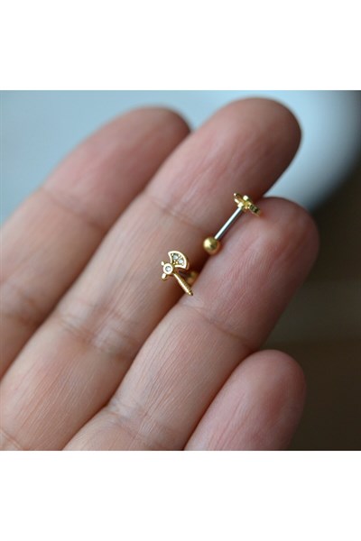 Mini Balta Helix Piercing Kıkırdak Cerrahi Çelik Gold Renk
