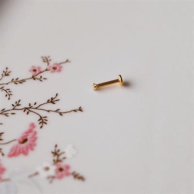Mini Tektaş Cerrahi Çelik Piercing  Tragus Helix Kıkırdak Conch Gold Renk 8 mm