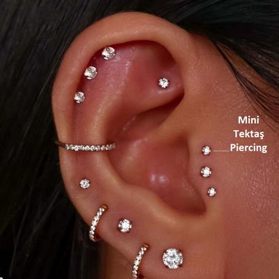 Mini Tektaş Cerrahi Çelik Piercing  Tragus Helix Kıkırdak Conch Gümüş Renk 8 mm