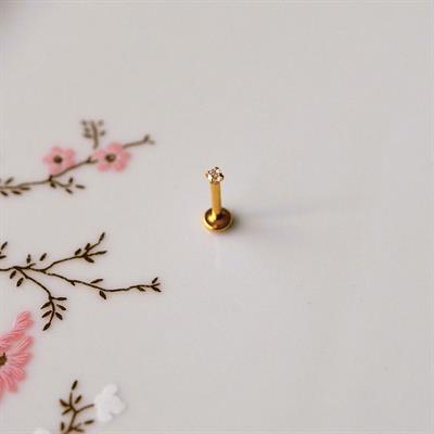 Mini Tektaş Cerrahi Çelik Piercing  Tragus Helix Kıkırdak Conch Gold Renk 8 mm