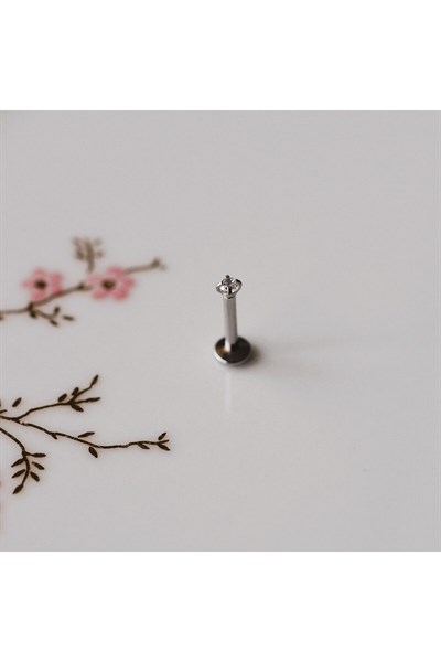Mini Tektaş Cerrahi Çelik Piercing Tragus Helix Kıkırdak Conch Gümüş Renk 8 mm