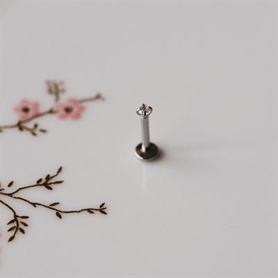 Mini Tektaş Cerrahi Çelik Piercing  Tragus Helix Kıkırdak Conch Gümüş Renk 8 mm
