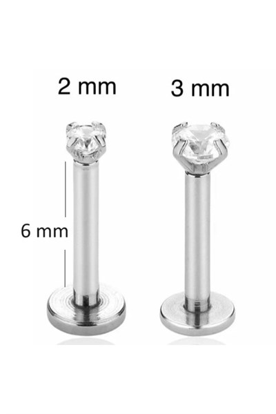 Mini Tektaş Cerrahi Çelik Piercing Tragus Helix Kıkırdak Conch Gümüş Renk 6 Mm