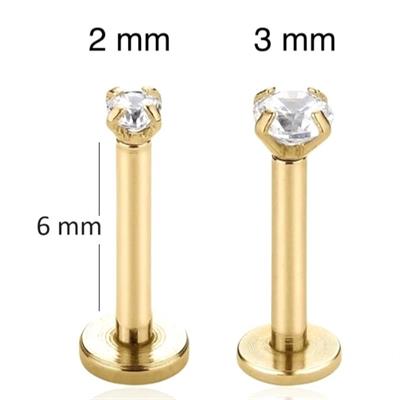 Mini Tektaş Cerrahi Çelik Piercing Tragus Helix Kıkırdak Conch Gold Renk 6 Mm
