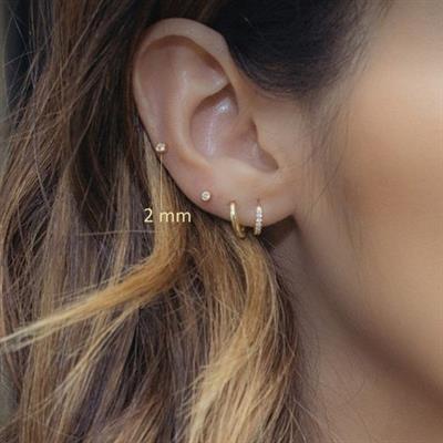 Mini Tektaş Cerrahi Çelik Piercing Tragus Helix Kıkırdak Conch Gold Renk 6 Mm