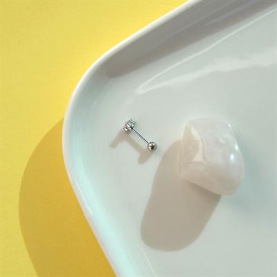 Mini Üçtaş Helix Piercing Helix Kıkırdak Tragus Conch Silver Renk Çelik Piercing Zirkon Taş