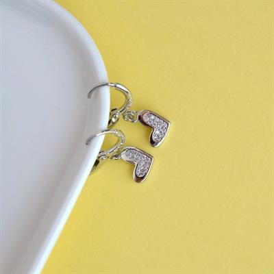 Minimal Kalp Charmlı Küpe Kalpli Küpe Silver Renkli