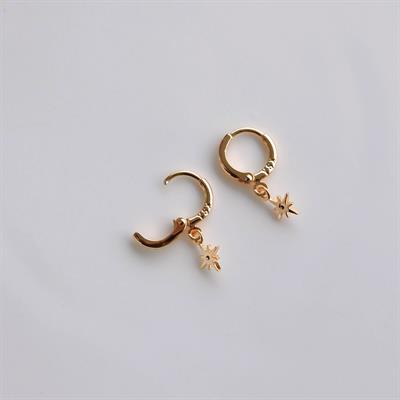 Minimal Kuzey Yıldızı Küpe Mini Halka Küpe Yıldız Charmlı