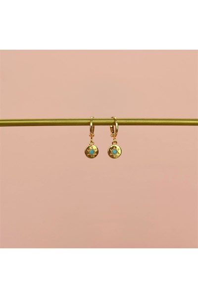 Minimal Mavi Yıldız Figürlü Sallantılı Halka Küpe Piercing
