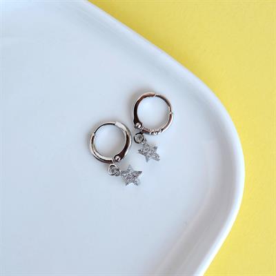 Minimal Yıldız Charmlı Küpe Yıldızlı Küpe Silver Renkli