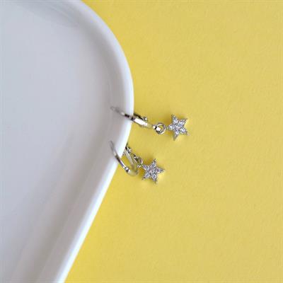 Minimal Yıldız Charmlı Küpe Yıldızlı Küpe Silver Renkli