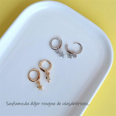 Minimal Yıldız Charmlı Küpe Yıldızlı Küpe Silver Renkli