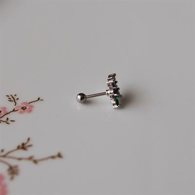 Mor Çiçekli Helix Piercing Kıkırdak Cerrahi Çelik Gümüş Renk
